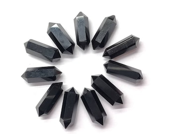 Natural Black Onyx Pencil Cut Gemstones, 5x16mm Faceted Loose Stones for Jewelry Making