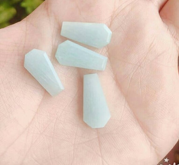 Natural Amazonite Coffin Gemstone, Flat Back Cabochon, Loose Gemstone for Jewelry Making