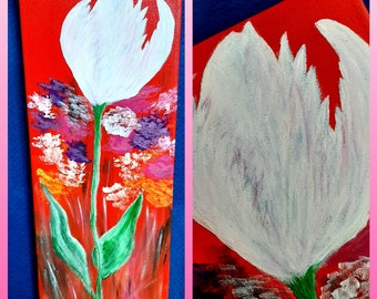 Original acrylic painting 'White Tulip'