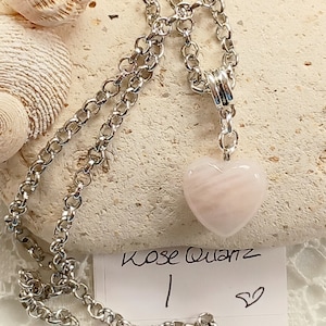 Rose Quartz Heart Gemstone Pendant / Necklace