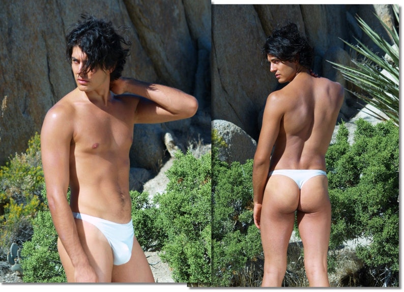 Azur Men's Thong Swimsuit by Brigitewear Palm Springs by White.