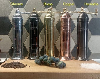 Brass Pepper Grinder: Copper or Chrome Salt Mill, Alexander Mills
