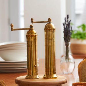 Brass Salt and Pepper Grinders, Brass Salt and Pepper Grinder set, Brass Salt Mill 9&quot; Pepper Mill 8&quot; (Set of 2)