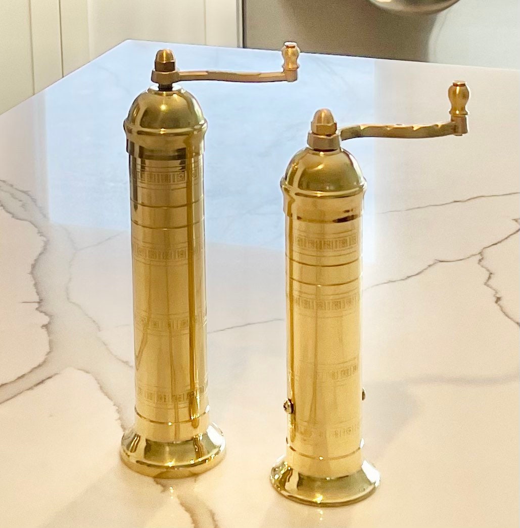 Salt and Pepper Mill Set Brass Salt and Pepper Mills Salt Etsy
