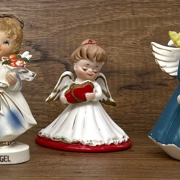 Vintage CHOICE Napco Lefton Star Imports Davar Japan Ceramic Birthday Angel Figurine February Boy Angel Angel of the Month