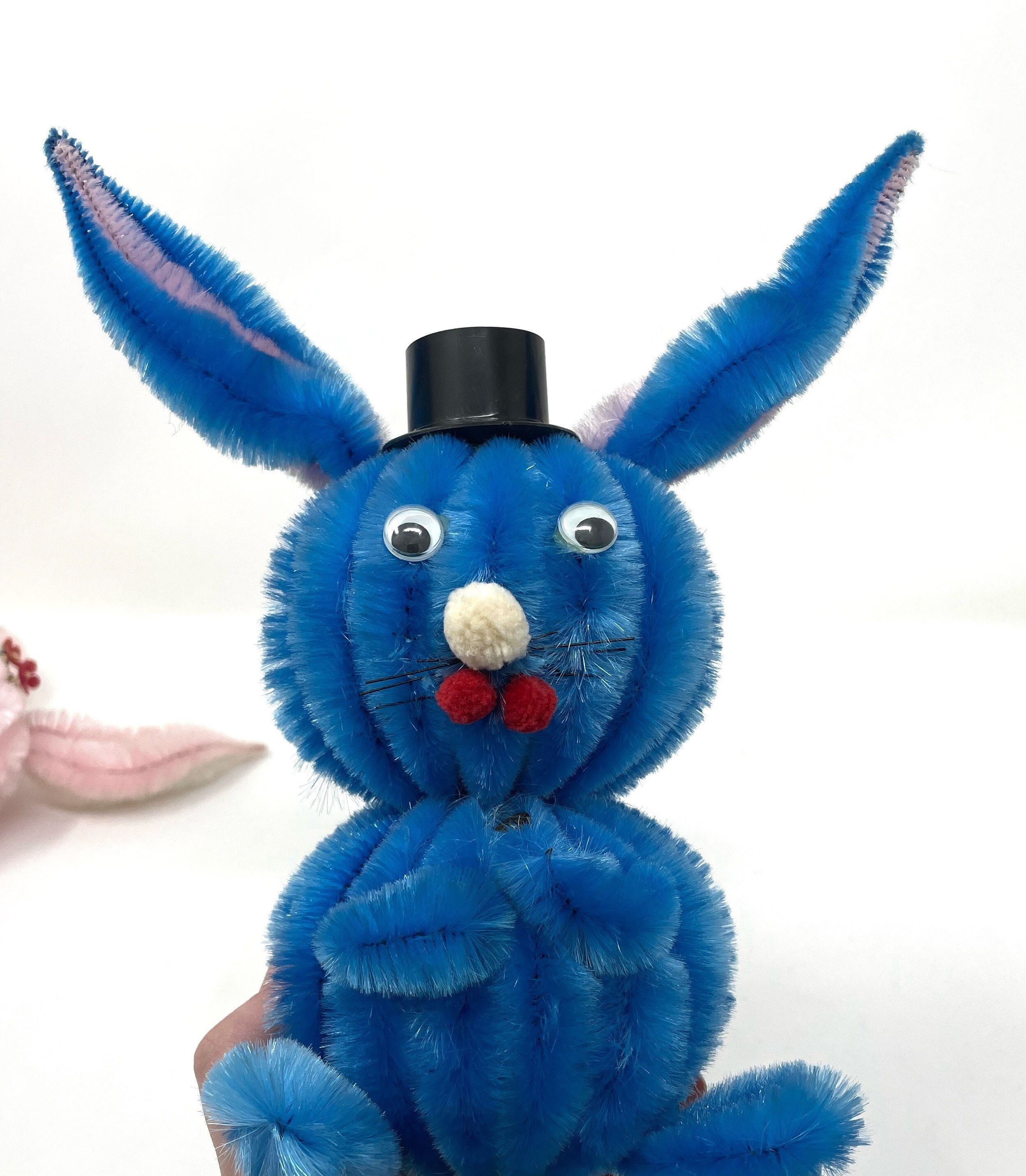 Vintage Pair of Large Bump Chenille Mr. and Mrs. Bunny Rabbit Figurines ...