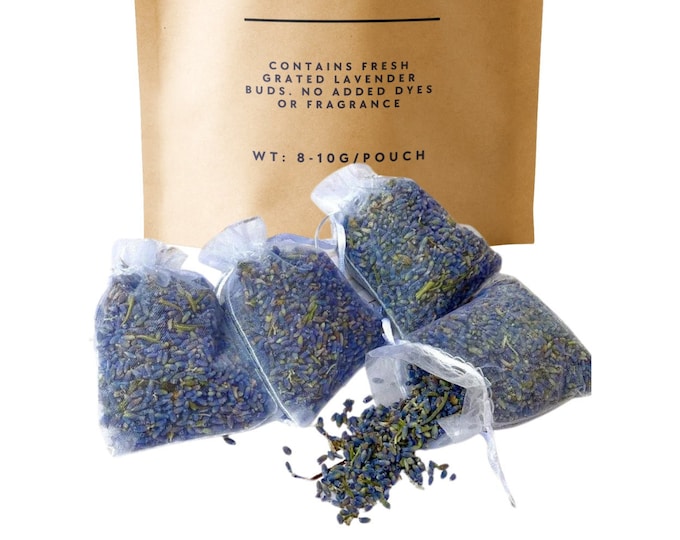 Fragrant Lavender Sachets, Dried lavender buds for odor elimination, clothes freshener, drawers. Scented lavender pouches for relaxing scent