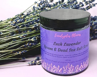 Natural Lavender Salt Skin Scrub, 16oz Epsom Salt Dead Sea Salt Moisturizer, Gentle Exfoliating, Fragrance free for use on sensitive skin