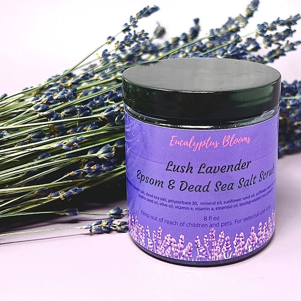 Lush Lavender Salt Scrub - Epsom Salt Dead Sea Salt Scrub - Luxury Spa Day Salt Scrub - Exfoliating Salt Scrub - Moisturizing Salt Scrub