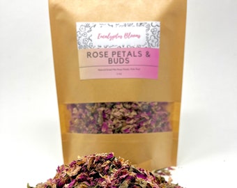 Rose Petals and Buds Dried | Dried Rose Flowers | Bulk Rose Flowers | Pink and Red Rose Petals | Rose Tea | Rose Sachets For Tea or Bath