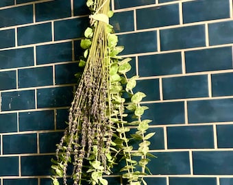 Douche eucalyptus en lavendel bundel, verse eucalyptus douche bos, badkamer plant decor, stoomdouche, eucalyptus douche met lavendel