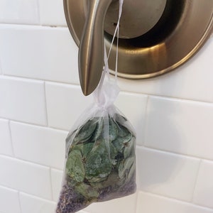 Eucalyptus and Lavender Shower Pouches, Aromatic Shower Eucalyptus Bunch, Plant Cuttings, Lavender Buds, Hanging Shower Eucalyptus Pouch image 7