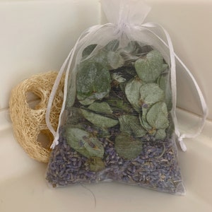 Eucalyptus and Lavender Shower Pouches, Aromatic Shower Eucalyptus Bunch, Plant Cuttings, Lavender Buds, Hanging Shower Eucalyptus Pouch image 8