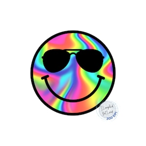 Vrede Regenboog Smiley Gezicht met Zonnebril PNG, Regenboog Smiley PNG, Cricut Cut File, Silhouet