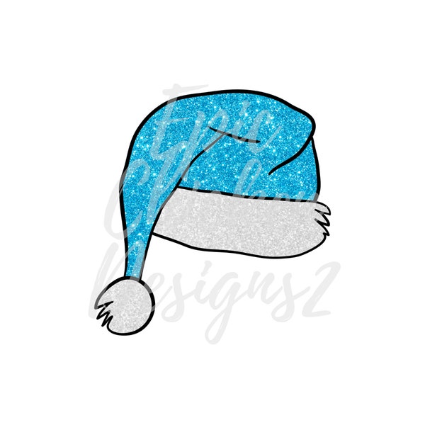 Santa Hat PNG | Blue & White Santa Hat PNG | Blue Santa Hat PNG | Blue Glitter Santa Hat Png | Santa Hat Vector | Santa Hat Digital Download