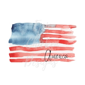 America Watercolor Flag PNG