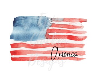 America Watercolor Flag PNG