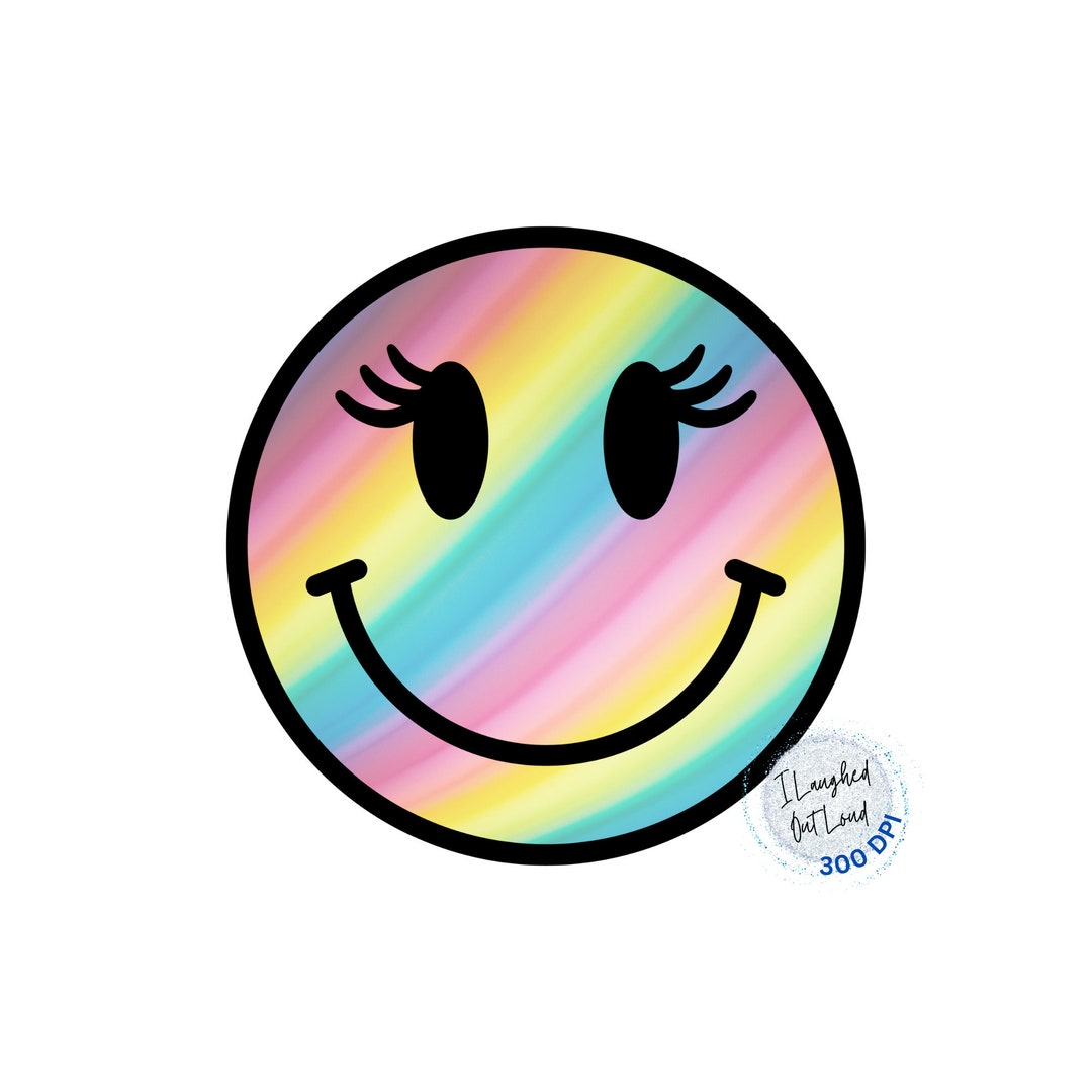 Rainbow Smiley Face PNG, Rainbow Smileypng, Cricut Cut File, Silhouette