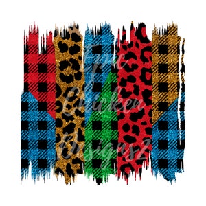Red, Green & Leopard Christmas Brush Strokes PNG | Christmas Brush Strokes | Brush Strokes PNG | Sublimation Brush Strokes PNG