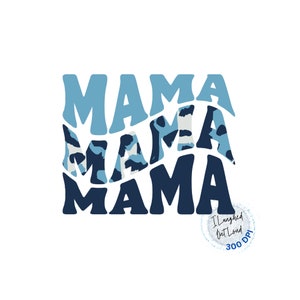 Mama Retro Blue Camouflage PNG