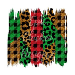 Red, Green & Leopard Christmas Brush Strokes PNG | Christmas Brush Strokes | Brush Strokes PNG | Sublimation Brush Strokes PNG