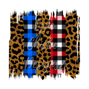 Red, Blue & Leopard Brush Strokes PNG | Christmas Brush Strokes | Brush Strokes PNG | Sublimation Brush Strokes Png