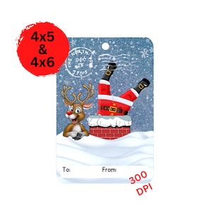 Cartolina con soldi di Babbo Natale PNG / Cartolina con soldi di Babbo Natale e Rudolph PNG / Cartolina con soldi di Natale divertente PNG / Regalo di Natale per bambini / Calza imbottita Png