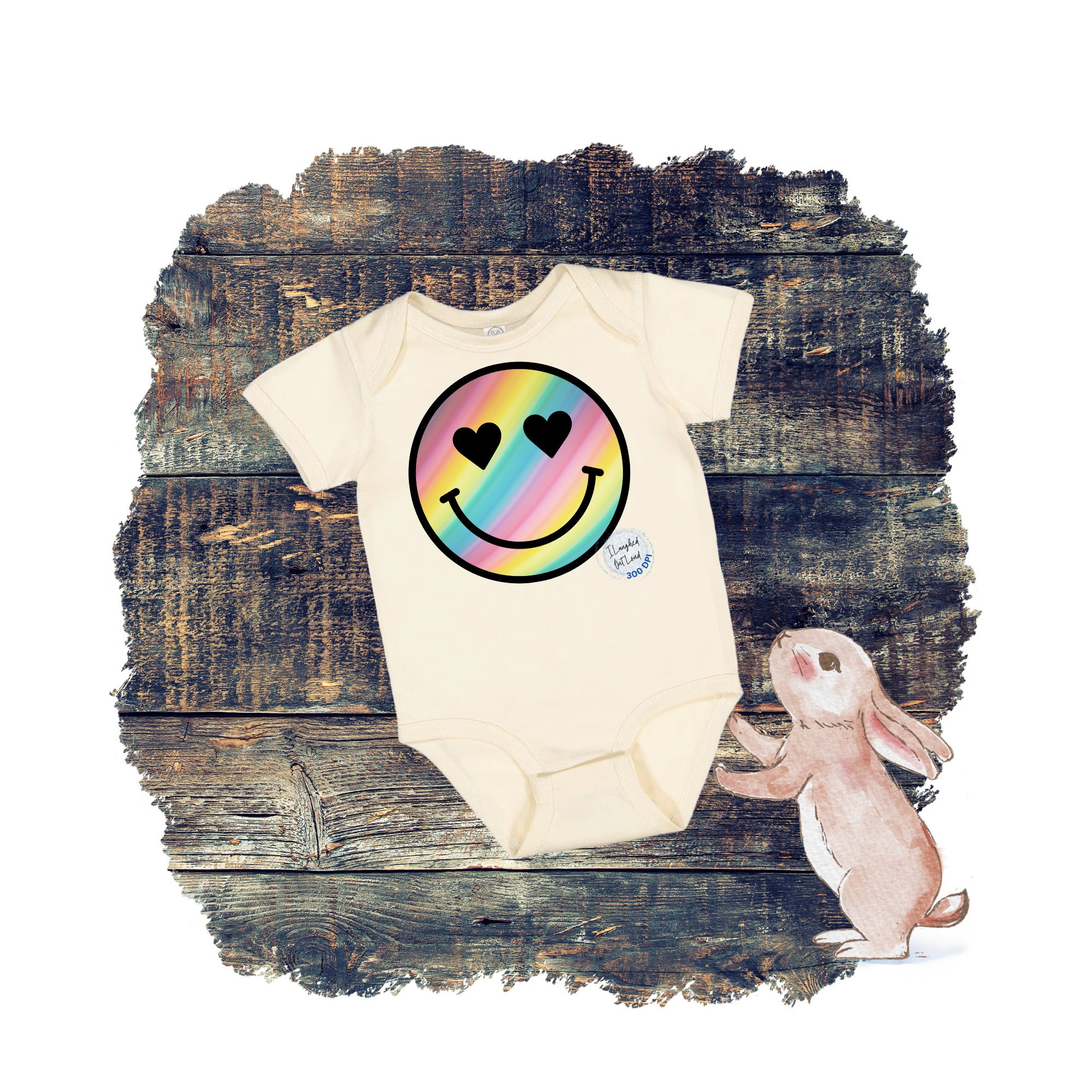 Rainbow Smiley Face With Heart Eyes PNG, Rainbow Smiley Face PNG