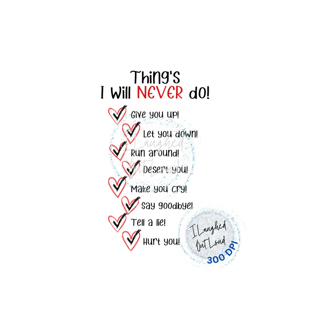 Things I Will Never Do PNG | Valentine PNG | Valentine Card PNG | Cute ...