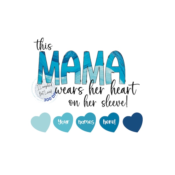 This Mama Wears Her Heart on Her Sleeve PNG & SVG, Mama PNG, Mama Svg, Sublimation, Cut File, Clipart