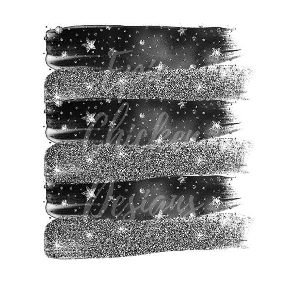 Black & Sliver Glitter with Rhinestones Brush Strokes PNG | New Years Brush Strokes PNG | Brush Strokes PNG | Sublimation Brush Strokes Png