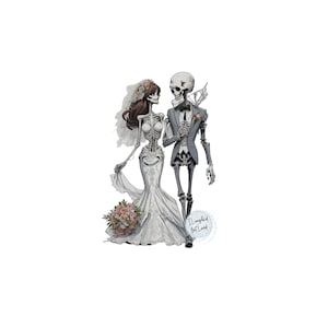 Skeleton Bride & Groom PNG | Skeleton Bride PNG | Skeleton Groom PNG | Skeleton Wedding Png | Wedding Graphic | Wedding Digital Download