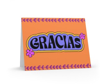 Orange and Purple Gracias Digital Download Thank You Card