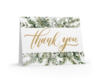 Elegant Gold Greenery Thank You Wedding Card Digital Download