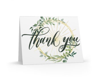 Elegant Gold + Green Thank You Wedding Card Digital Download