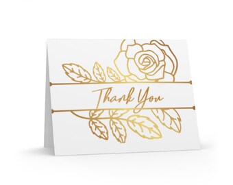 Elegant Gold Floral Thank You Wedding Card Digital Download