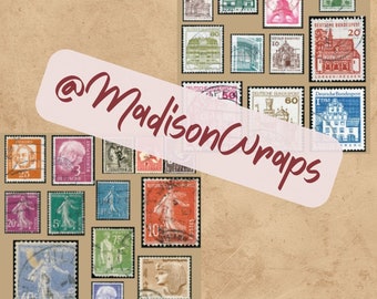 Vintage People and Architecture Themed Stamp Junk Journal Digital Download Printables