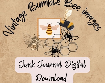 Bumble Bee Junk Journal Classroom Vintage Antimated Themed Digital Download Printables