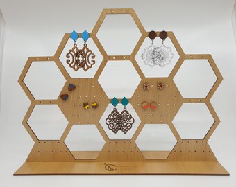 Soporte para pendientes de madera