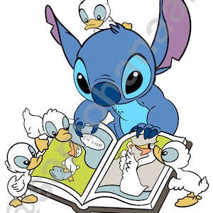 Disney Poster Print - Stitch Reading The Ugly Duckling - 16 x 20