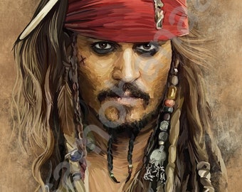 Captain Jack Sparrow | Johnny Depp Large Poster by Sam Ohana | DIGITAL DOWNLOAD