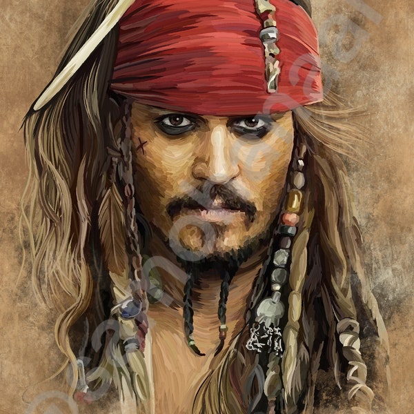 Captain Jack Sparrow | Johnny Depp Large Poster by Sam Ohana | DIGITAL DOWNLOAD