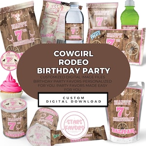 Cowgirl Rodeo Birthday Party Custom Party Favor custom bundle, Circus party favor package custom chip bags snack DIGITAL DOWNLOAD