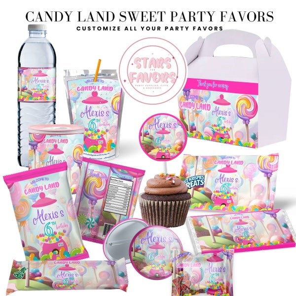 Candy Land Sweets Birthday Party Custom Party Favor custom party bundle,party favor package custom chip bags snack bags kids favors