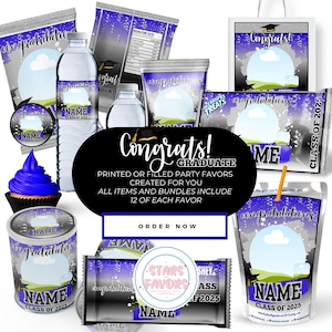 Congratulations Class of 2025 Graduation Silver Custom Party Favor party bundle,party favor package custom chip bags snack bags kids favors
