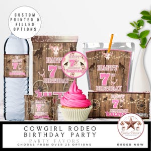 Cowgirl Rodeo Birthday Party Custom Party Favor custom party bundle, 1st Rodeo party favor package custom chip bags snack bags kids favors