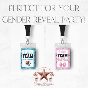 Gender Reveal Lanyards: Team Free Throws vs Pink Bows - Set of 24