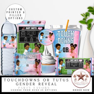 Touchdowns or Tutus Gender Reveal Party Favors | Printed or Filled | Over 25 Favor Options | Chip Bags, Snack Labels, Candy Wrappers