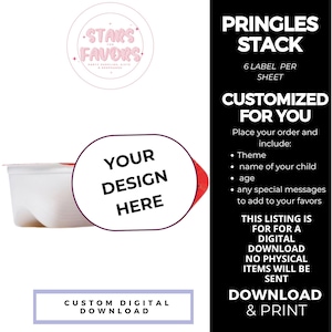 Custom Pringles Stack Chips, Custom Party Favors, Custom Birthday Labels, Custom Party Labels, Custom Chip bag Templates, Digital Download