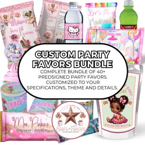 Custom Party Bundle Set, 40+ Custom Party Favors, Custom Birthday Labels, Custom Party Labels, Custom Chip bag Templates, Digital Download